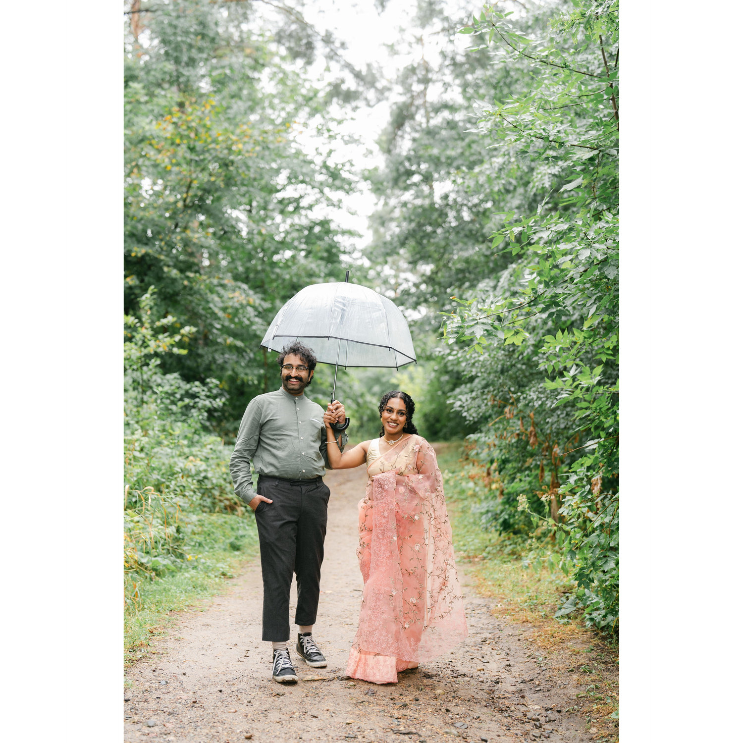 Vishnu's clothes are snug to the fit here because he immediately gained 25 pounds after meeting Merin and started balding at an alarming rate. That's love