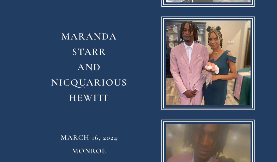 The Wedding Website of Maranda Babette Starr and Nicquarious Shukkur Hewitt
