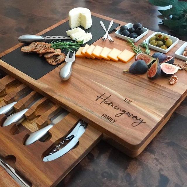 Personalized Charcuterie Board | Acacia wood Cheese board | Custom Charcuterie board set | Wedding Gift | Personalized Christmas Gift