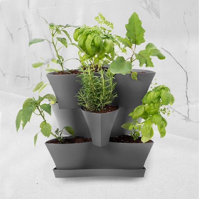16" Collins Modular Multi-Level 3-Tier Vertical Herb Planter Gray - Bloem