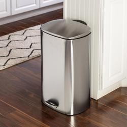 10.5 Gallon Trash Can Stainless Steel Oval Kitchen Step Trash Can