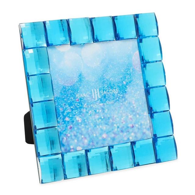 Isaac Jacobs Decorative Sparkling Turquoise Jewel Picture Frame, Photo Display & Home Décor (4x4, Turquoise)