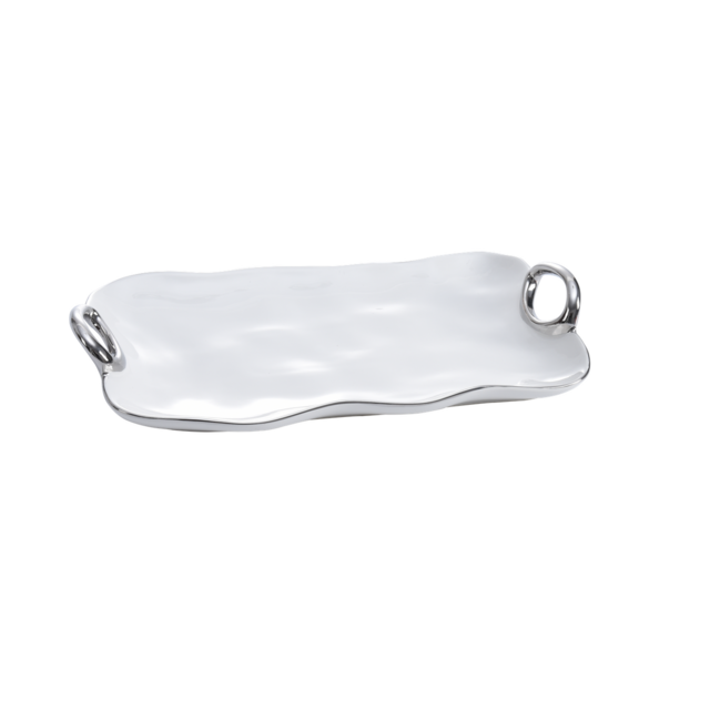 Handle White & Silver Tray