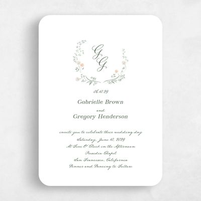 White Rounded Wedding Invitation - Margot Portrait