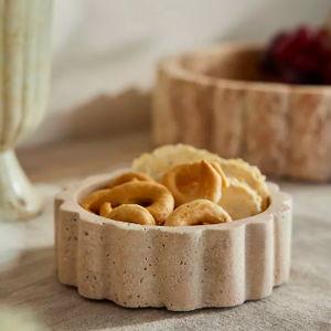 Scalloped Travertine Serving Bowl - Small