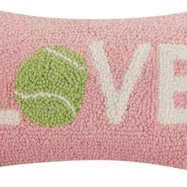 Peking Handicraft Tennis Love, Hook Pillow, Wool and Poly Velvet