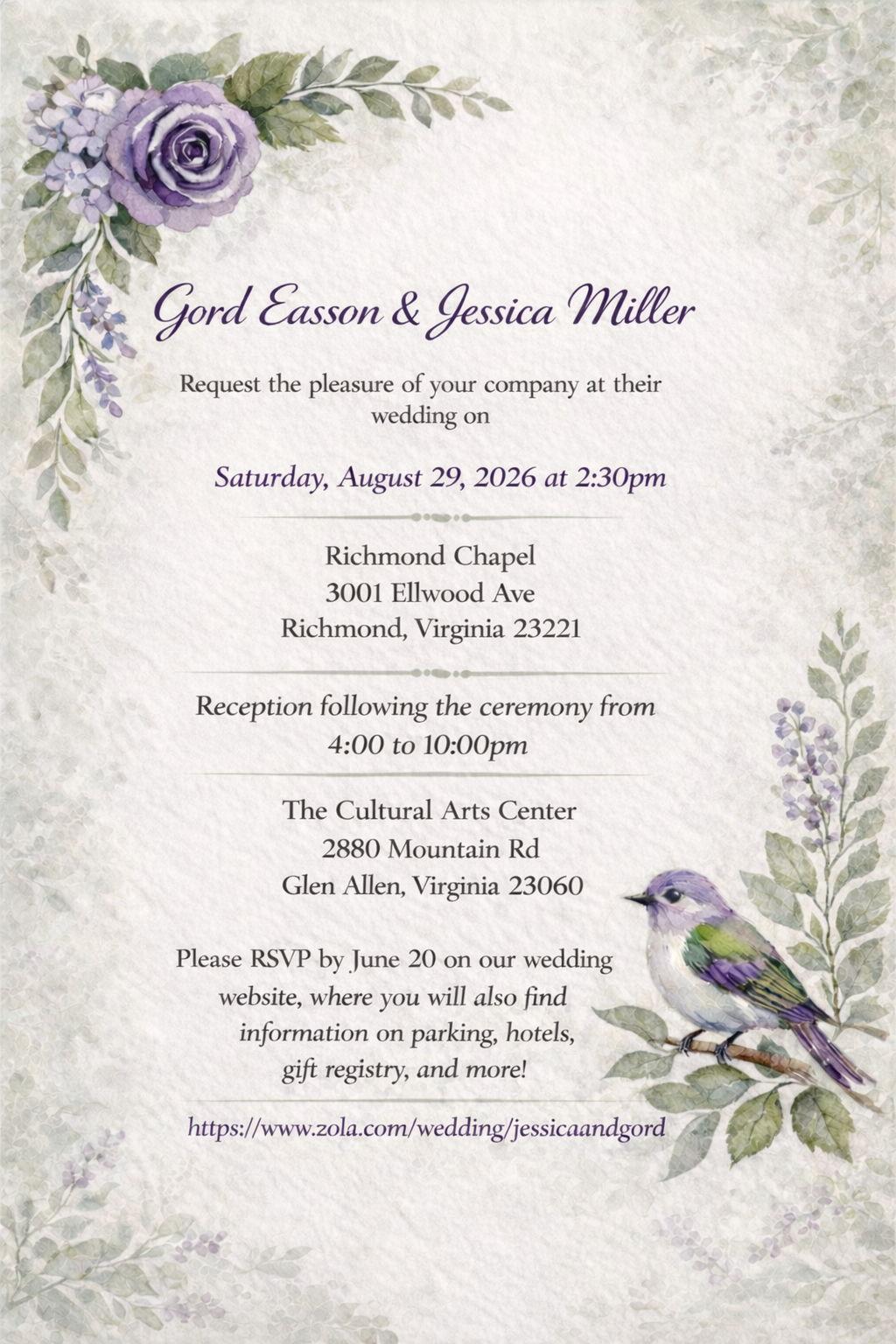 The Wedding Website of Jessica Miller and Gord Easson