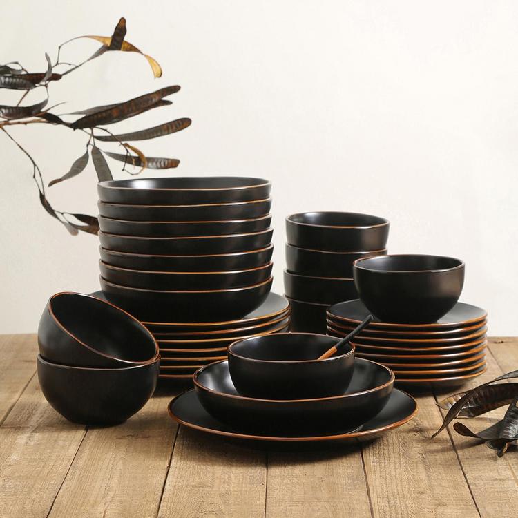 Dinnerware Stone Lain Black Matte Pasta Bowls Stone Lain Elica 12