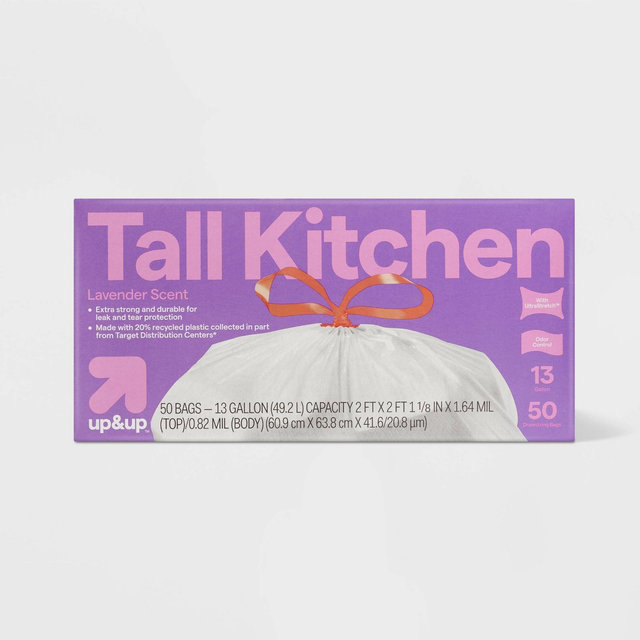UltraStretch Tall Kitchen Drawstring Trash Bags - Lavender Scent - 13gal/50ct - up&up™