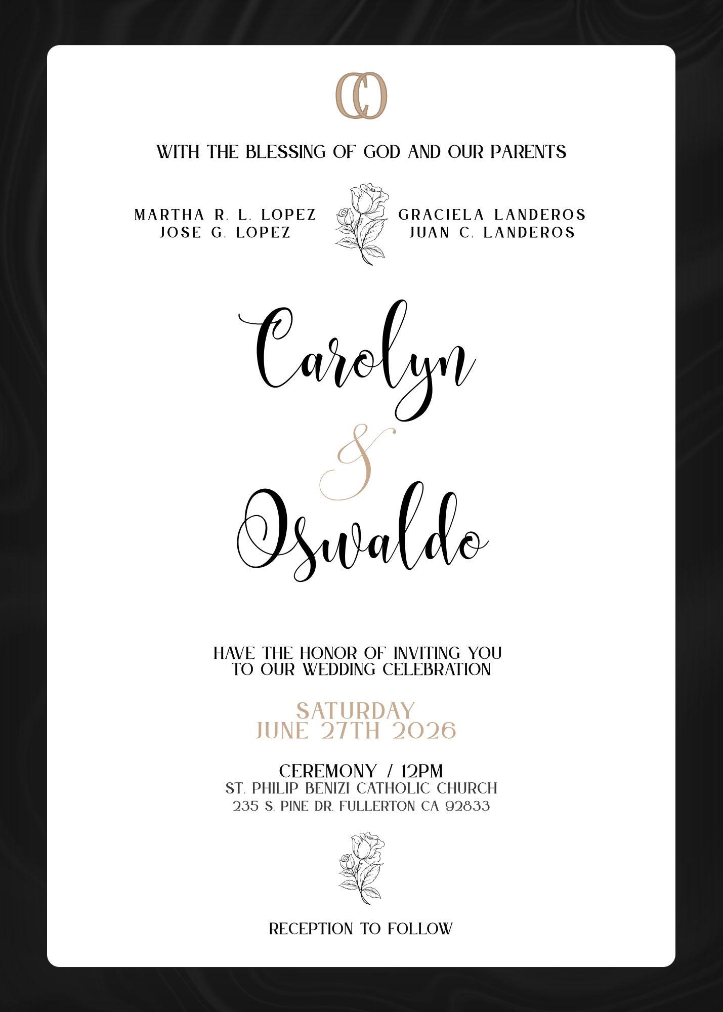 The Wedding Website of Martha Carolyn Lopez and Oswaldo Javier Landeros