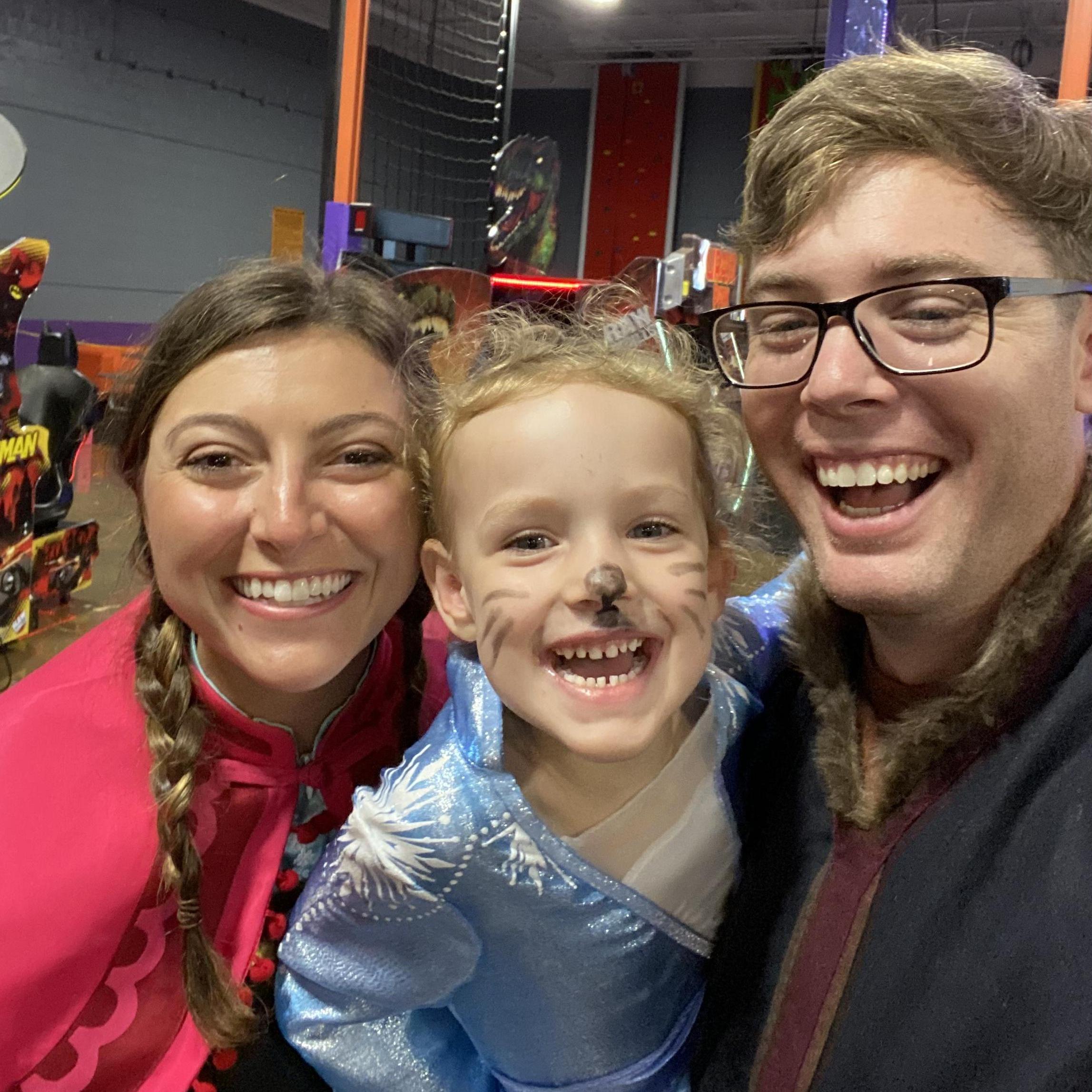Halloween 2020 dressed as Anna, Elsa, and Kristoff from Frozen!