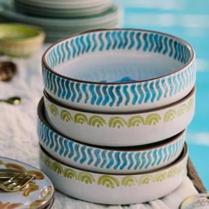 The Mediterranean Dish Glazed Terracotta Pasta Bowls, Assorted Set of 4