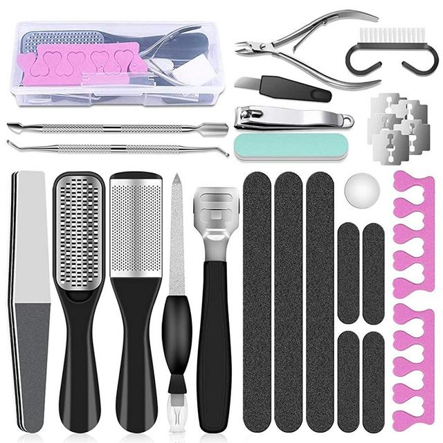 Professional Pedicure Tools Set, 23 in 1 Stainless Steel Foot Care Kit Foot Rasp Dead Skin Remover Pedicure Kit for Men Women Salon or Home Best Gift