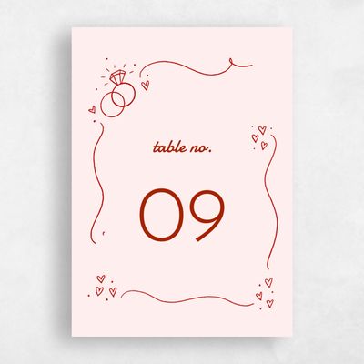 Pink Wedding Table Number - Aubrey