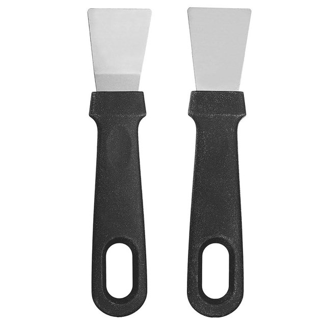 uxcell Cleaning Scraper Kit 1.42" Straight + Bent Stainless Steel Cleansing Scraper Tools Kit for Kitchen Ovens Stoves Induction Hob Outdoor BBQ Stiff Grill Pan Cleaning Wallpaper, Black