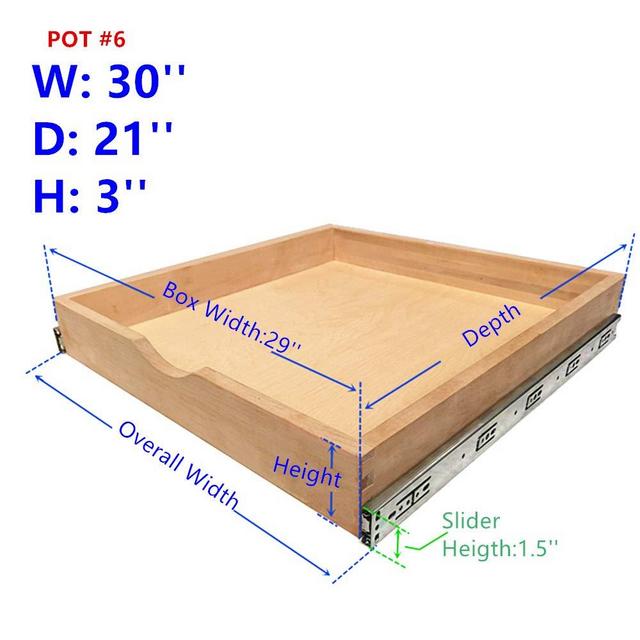 30 inch overall width Cabinet Roll Out Tray Wood Pull Out Tray Drawer Box Kitchen Cabinet Organizer, Cabinet Slide Out Shelves, Pull-Out Shelf, Include Full Extension Side Mount Sliders Rear Mounting Brackets