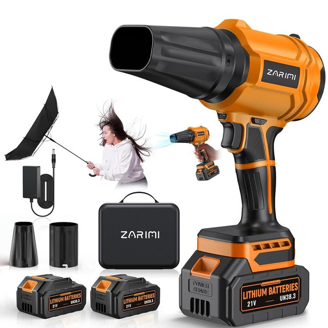 YUQUESEN Cordless Leaf Blower, 980,000 RPM Handheld Leaf Blower with 2 X 4.0Ah Batteries & Charger, Lightweight Leaf Blowers for Patio Cleaning, Lawn Care, Leaves, Dust - Orange