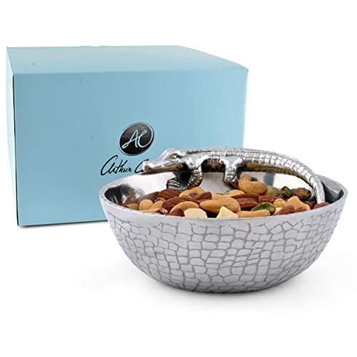 Arthur Court Designs Aluminum Metal Alligator Skin Pattern Nut/Snack/Side Bowl 6"