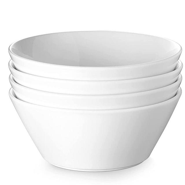 DOWAN Ceramic Soup Bowls, 58.5 Ounces Large Salad Bowl Set of 4, 8.5 Inches White Serving Bowls, Large Cereal Bowls for Kitchen, Dishwasher & Microwave Safe