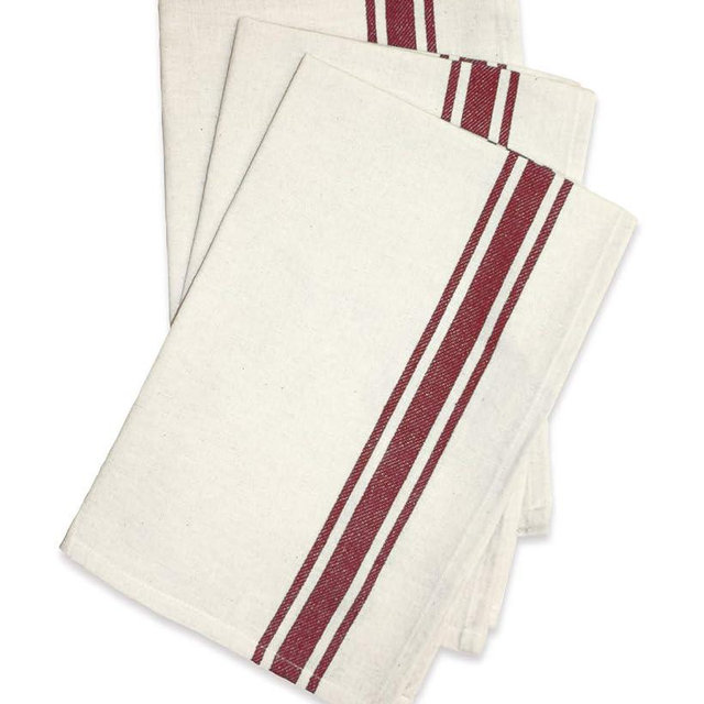 Aunt Martha's PKMAR 3-Pack Retro Maroon Striped Dish Towels, 18 by 28-Inch