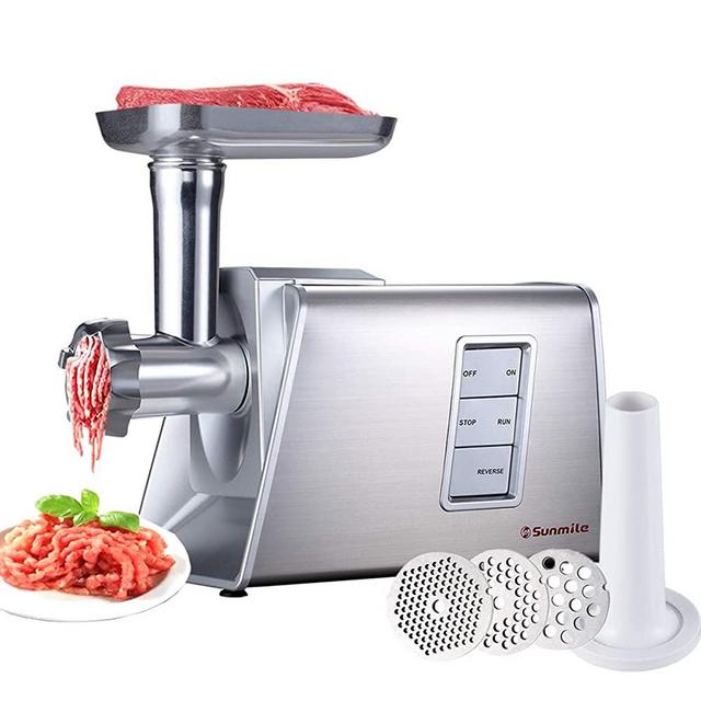 Sunmile SM-G73 Heavy Duty Electric Meat Grinder and Sausage Stuffer Maker 1000W Max with Stainless Steel Cutting Blade and 3 Cutting Plates and 1 Big Sausage Stuff, ETL Certificated (White)