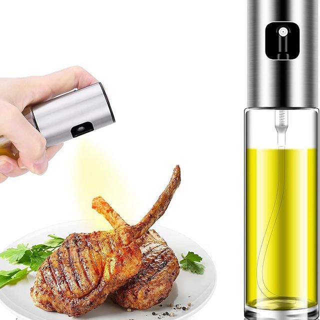 Kraftly Oil Sprayer for Cooking, Stainless Steel Olive Oil Sprayer & Portable for Use, Olive Oil Spray Bottle for Baking, Salad Making, Cooking, BBQ & Air Fryer (Pack of 1, Transparent)
