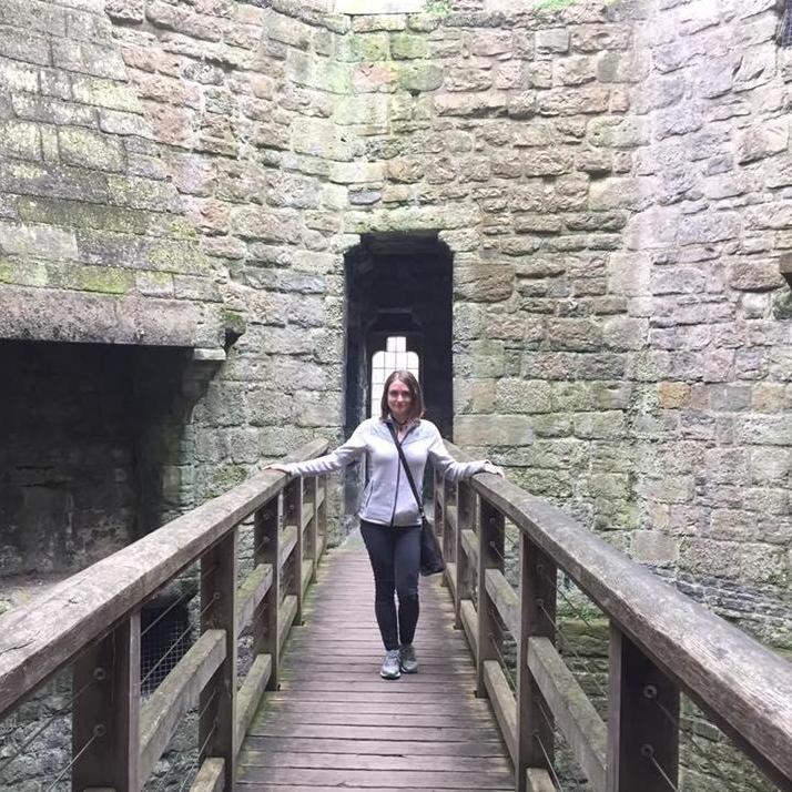 Sarah poses in Caernarfon Castle, Wales, June 2017.