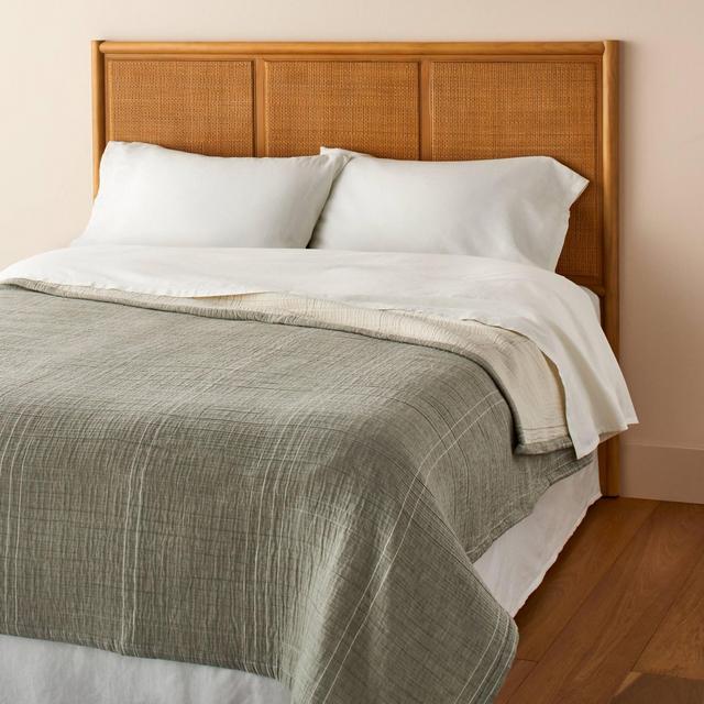 Full/Queen Microstripe Matelassé Coverlet Sage Green - Hearth & Hand™ with Magnolia