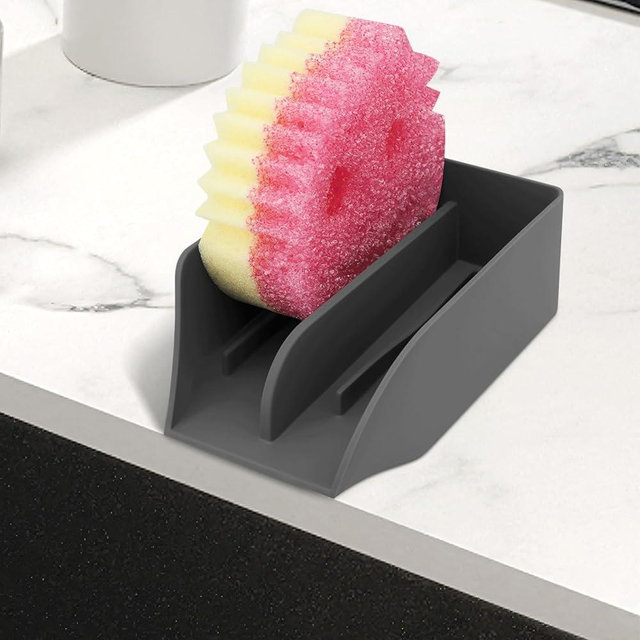 AMAZYC-US Smiley Face Sponge Holder for Scrub Daddy Kitchen Sink with Drain Spout, Sponge Holder, Large Soap Dish, Sink Caddy Organizer, Dishwasher Safe, Kitchen Accessories