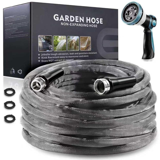 Relxitl Garden Hose 100feet, Water Hose with 10 Function Hose Nozzle, NON-Expandable Hose, Tough & Flexible, Lightweight, Crush Resistant Fittings, Kink & Tangle Free, Rust Proof for Watering