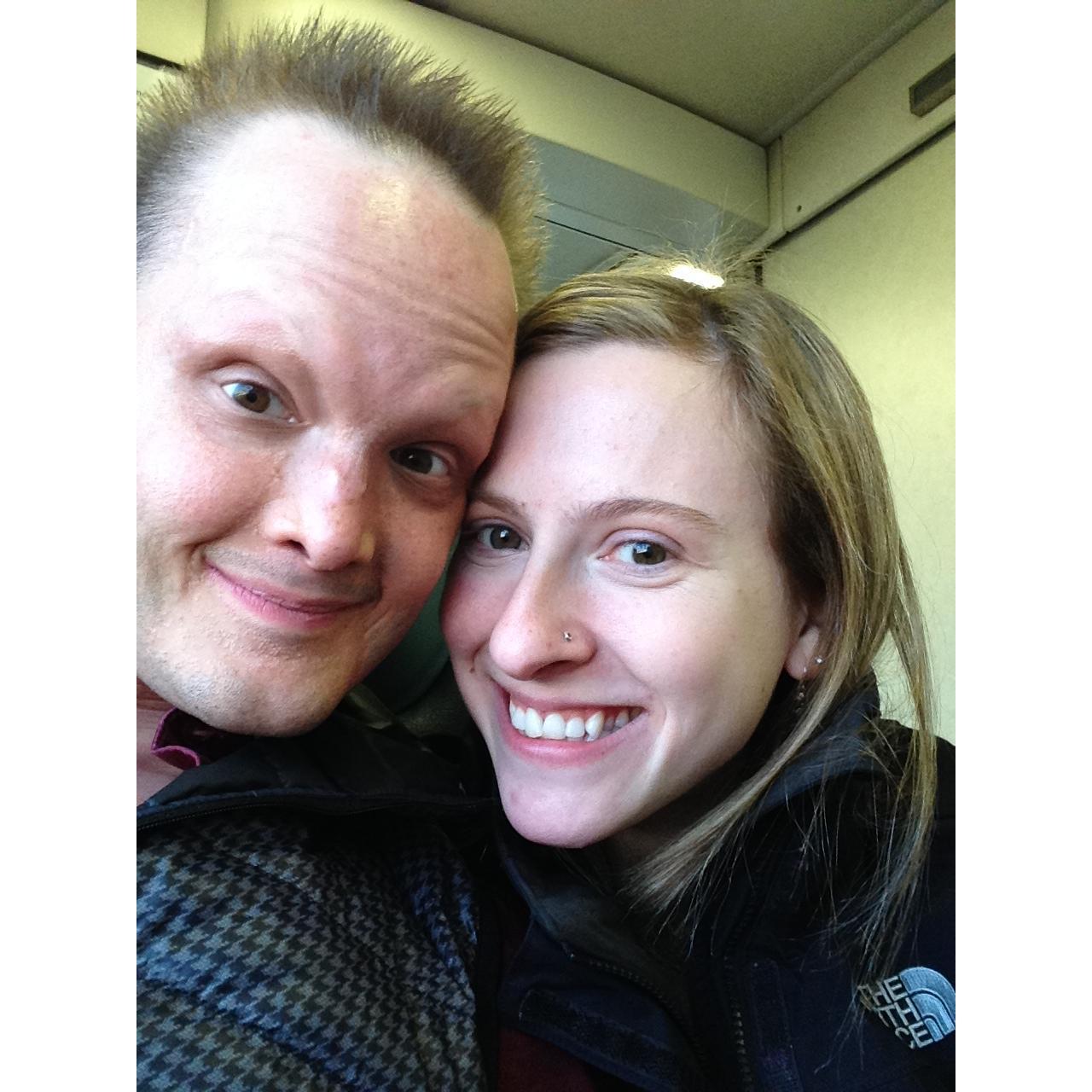 On the train to meet the rest of my family for the first time :)