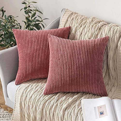 MIULEE Pack of 2 Corduroy Soft Soild Decorative Square Throw Pillow Covers Cushion Cases Pillow Cases for Couch Sofa Bedroom Car 18 x 18 Inch 45 x 45 cm