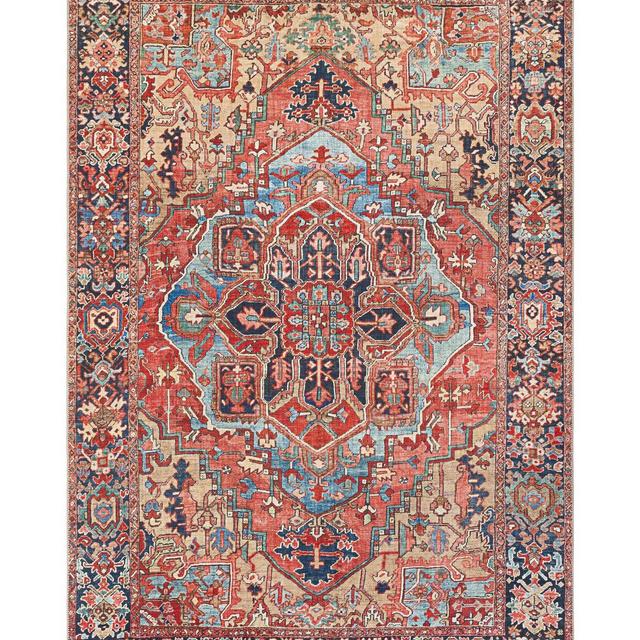 Crook Oriental Power Loom Bright Red/Navy/Wheat/Ice Blue/Grass Green/Ivory Rug