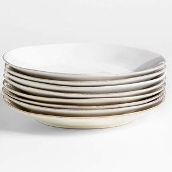 Marin White Stoneware Dinner Plates, Set of 8