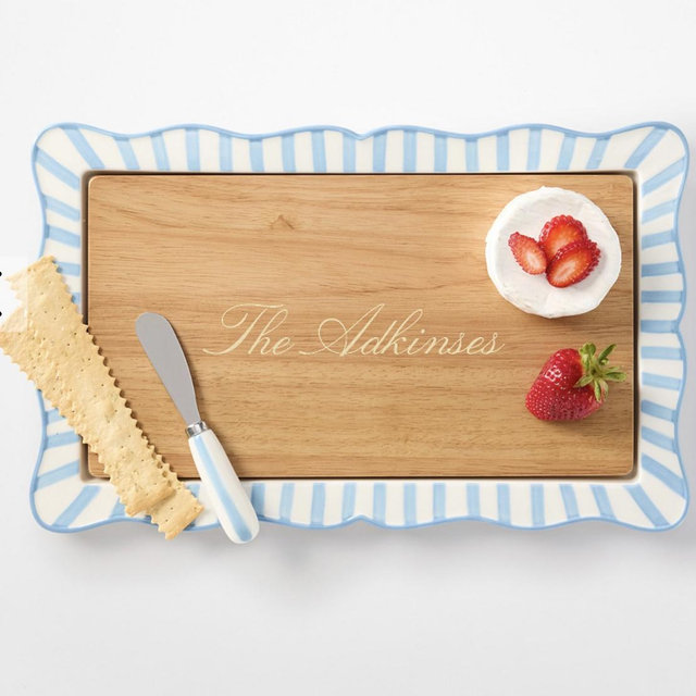 Striped Ceramic Cheese Board Set