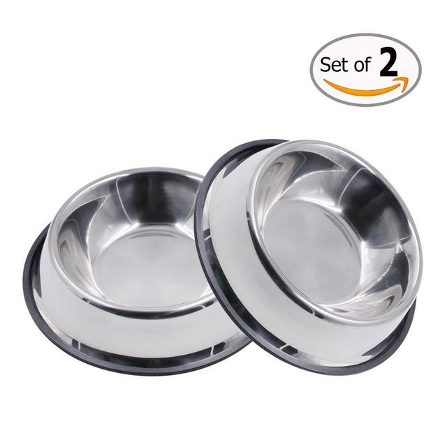 MLife Stainless Steel Dog Bowl with Rubber Base for Small/Medium/Large Dogs, Pets Feeder Bowl and Water Bowl Perfect Choice (set of 2)