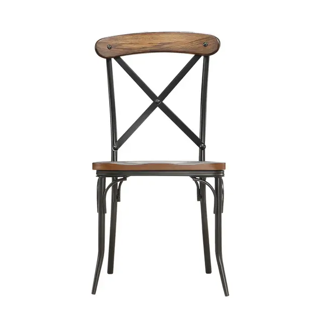 Set of 2 Mumar Side Chair Metal Frame Black/Brown - Inspire Q: Industrial Design, Armless, Wood Composite