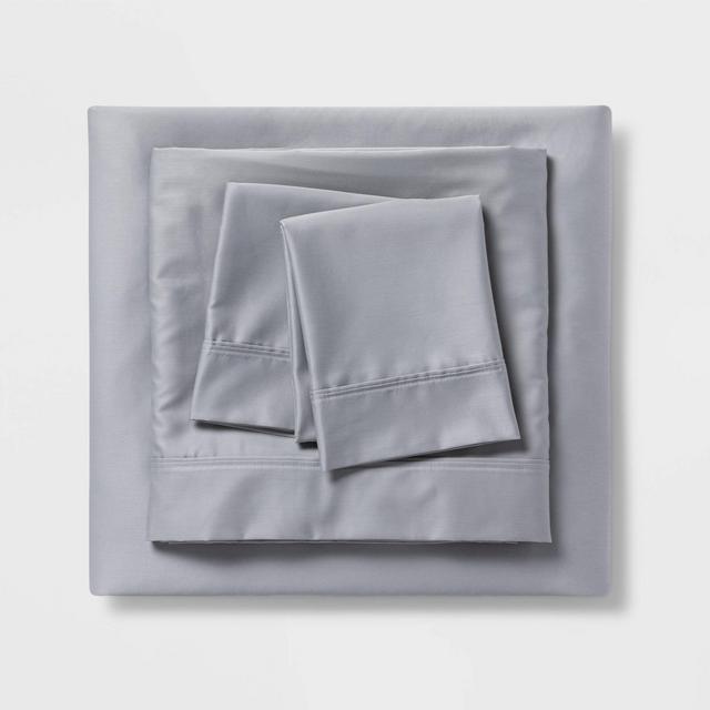 California King 500 Thread Count Tri-Ease Solid Sheet Set Light Gray - Threshold™