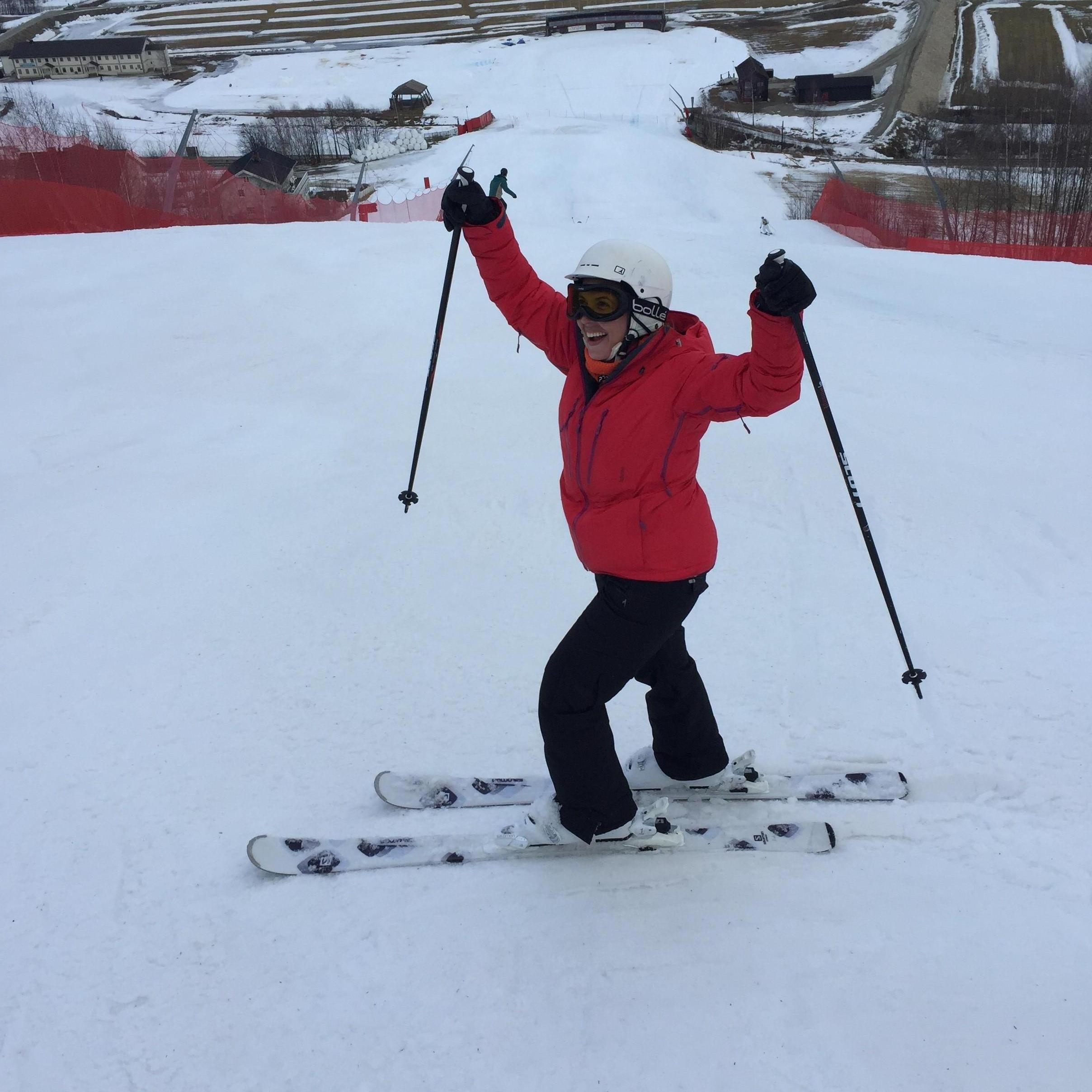 Success! Or survival? Anyways, being pushed off the black Olympic slopes of Kvitfjell, Norway, was a great way to learn proper alpine skiing, Audun thought. Kvitfjell, Norway 2016.