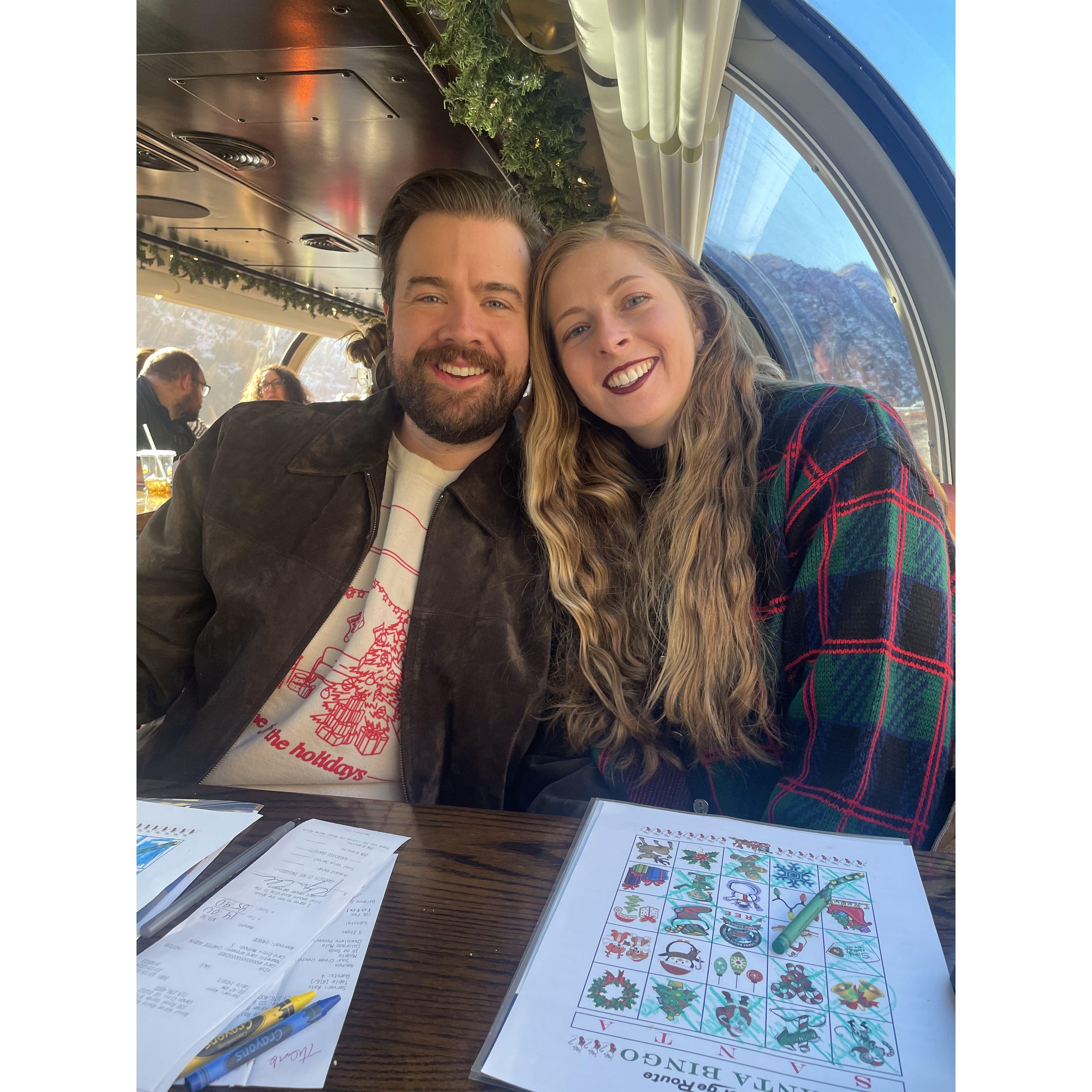 Celebrating Christmas in 2024 with friends on the Royal Gorge Train in Canon City!