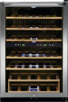 22 Inch Freestanding Wine Cooler with 38-Bottle Capacity, 7 Shelves, Two Temperature Zones, Tinted Glass Window and Interior LED Lighting