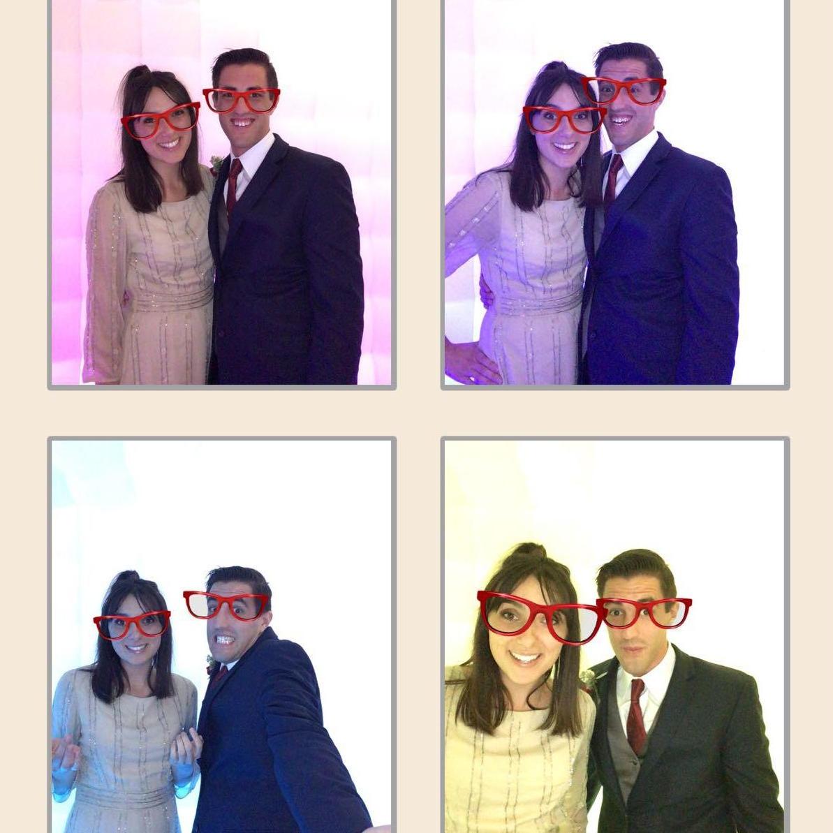 We went to this wedding as "just friends" and then kissed after. (Also, these are our first photos together!)