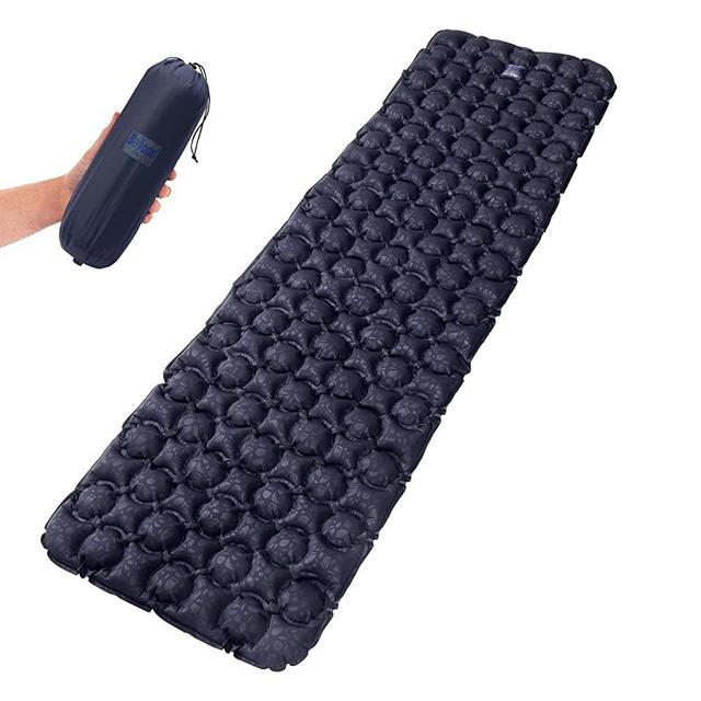 BeyondHOME Sleeping Pad for Camping, Camping Mattress, 1.5lbs, Hiking Mattress Pad for 1 Person, TPU, Durable, Waterproof, Inflatable, Air Mattress Pad for Backpacking, Hiking, Navy Blue