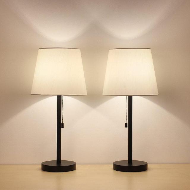HAITRAL Table Lamp Set of 2 Modern Desk Lamps Black Night Lamps for Bedroom, Living room, Office