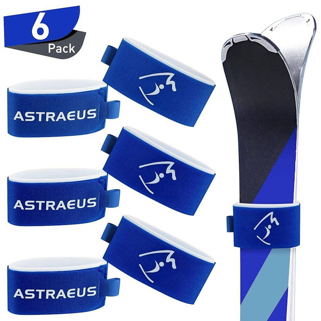 ASTRAEUS 6 Pack Ski Fastener Straps Adjustable Ski Wraps Ties– Multi-Use Gear Organizer