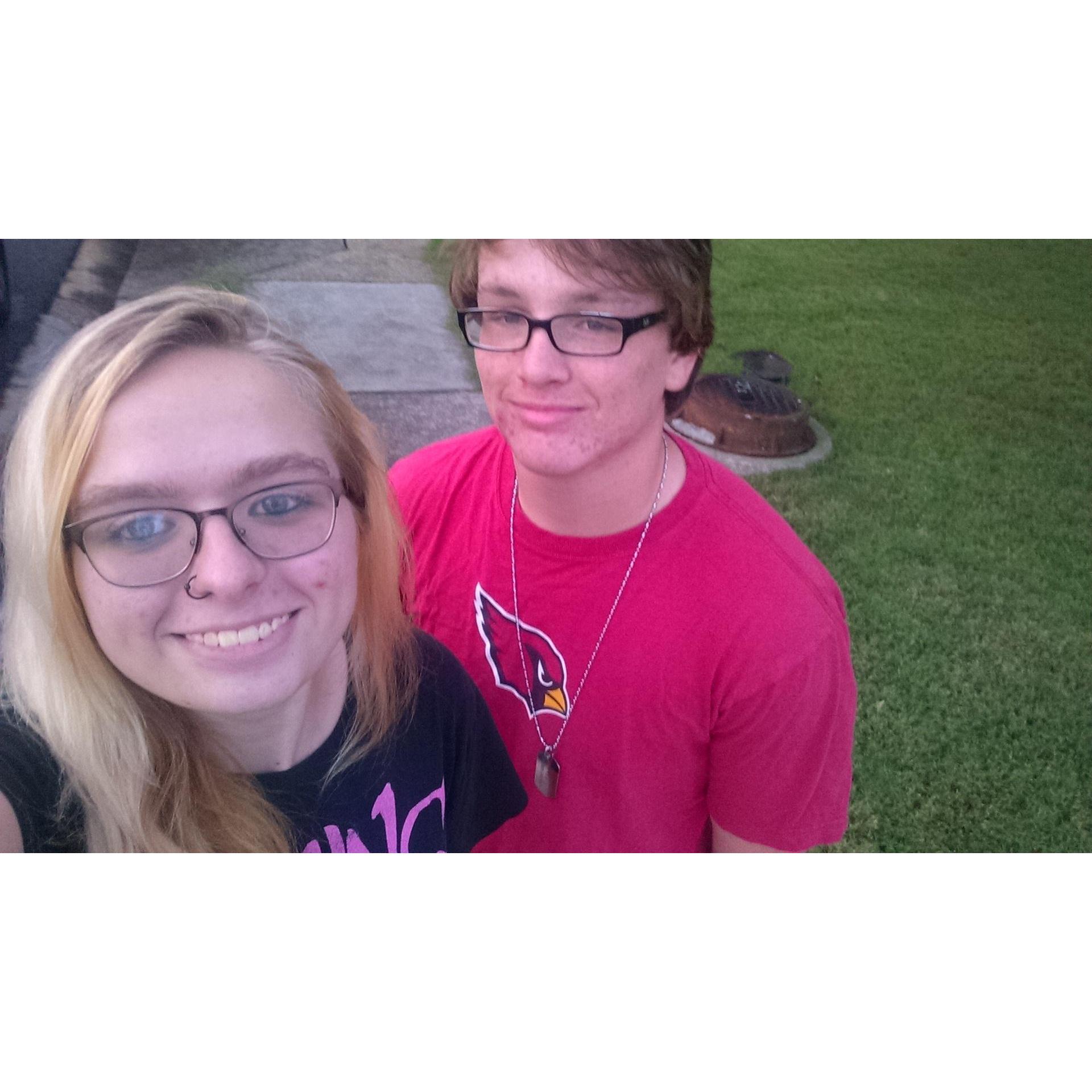 This is a photo of us before Katie left for her week long vacation to Wisconsin back in 2015.