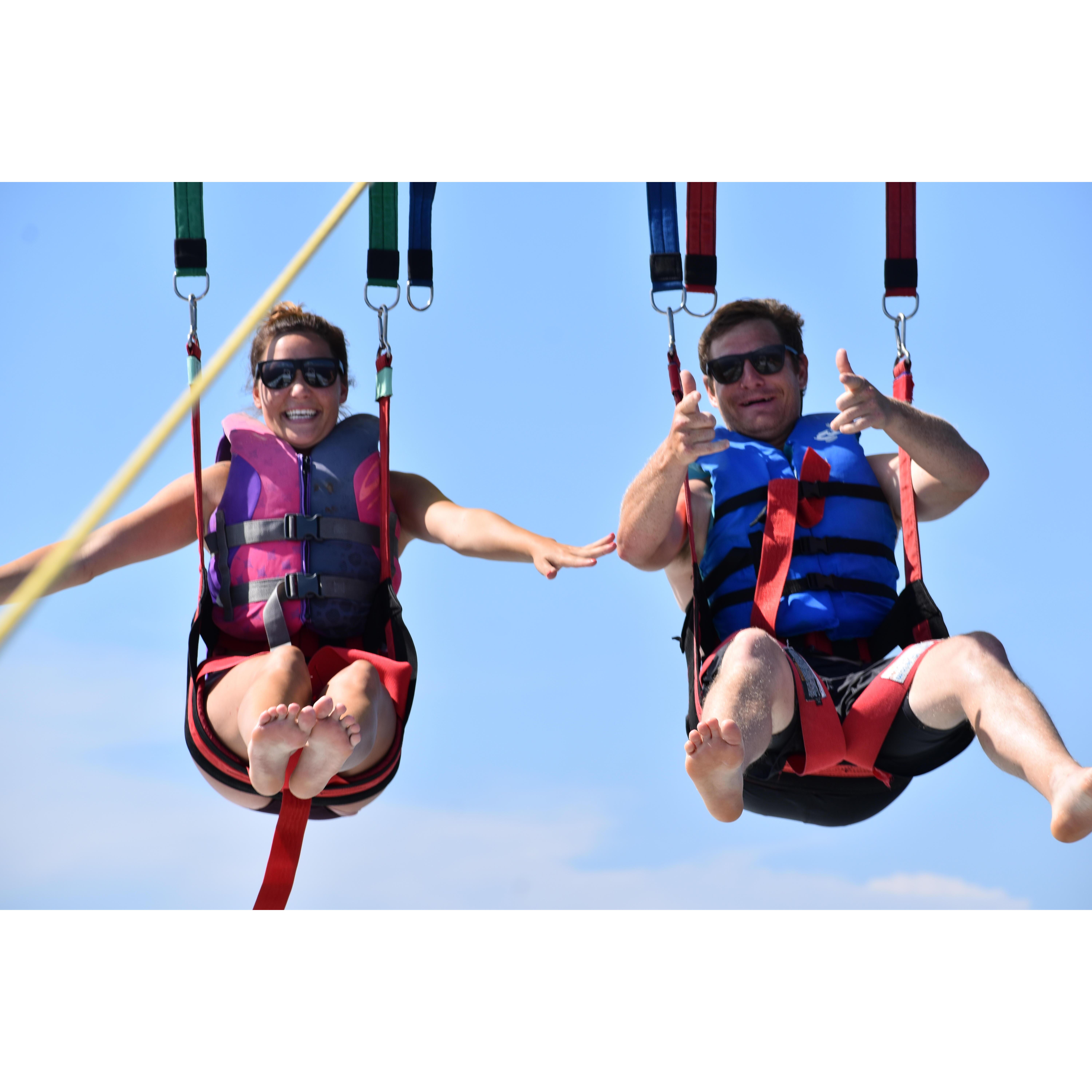Lundy's first time ever parasailing