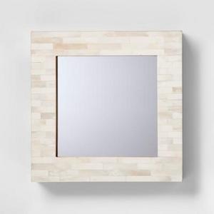 Square Wood and Faux Bone Mirror - Threshold™