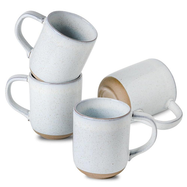 Tikooere Coffee Mugs Set of 4,Ceramic 13 OZ Coffee Cups with Big Handle,Stoneware Large Tea Cups for Hot Beverages,Yogurt,Cappuccino,Latte,Gift for Mom and Dad,Dishwasher Safe & Microwave Safe,White