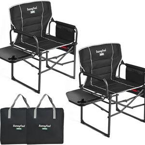 SUNNYFEEL Camping Directors Chair, Heavy Duty,Oversized Portable Folding Chair with Side Table, Pocket for Beach, Fishing,Trip,Picnic,Lawn,Concert Outdoor Foldable Camp Chairs